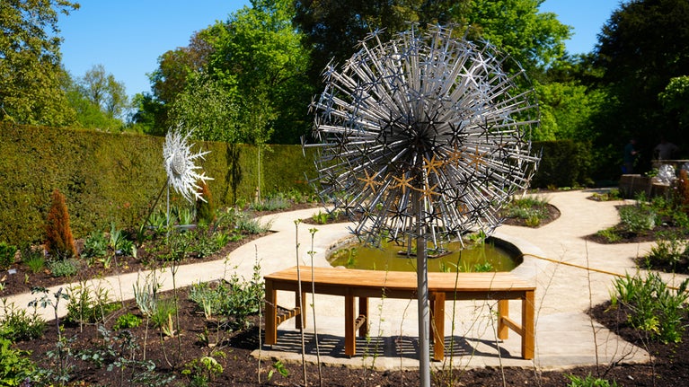 Two metal sculptures featuring prominently in the newly redesigned Iris Garden